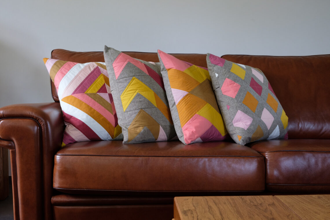 sewing patchwork cushions