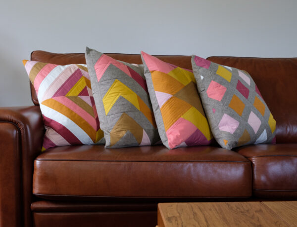 sewing patchwork cushions